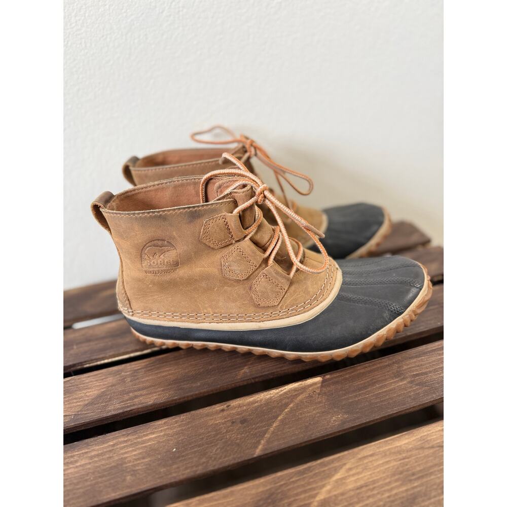 SOREL Out N About Waterproof Brown Leather & Rubber Lace Up Duck Boots Size 9 - Picture 5 of 6